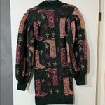 Entro  Dark Green and Burgundy Patterned Long Sleeve Dress Photo 4