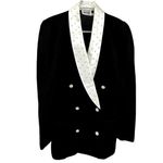 Leslie Fay Vintage 80s  Double Breasted Suit Jacket Pearl Beaded Shawl White 10 Photo 1