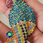 Large Statement Gold Colorful Parrot Bird Brooch Pin Photo 2