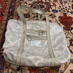 Coach  Poppy Glam Signature Metallic Tote Bag Silver 14489 FLAW Photo 0