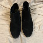 Apri Gallant Black Gold Buckle Suede Leather Ankle Boots Size 8 Photo 2