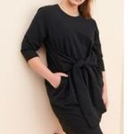 Universal Standard NWT Black Misa Tie Front Crew Neck Sweater Dress Photo 2