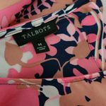 Talbots pink cascading flowers bow accent bell sleeve satin blouse size medium Photo 7