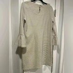 J.Crew  Cream Black Thin Stripes Ruffle Sleeve Mini Dress Round Neck Size S Photo 8