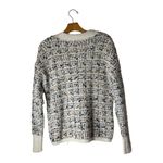 Bobeau Sweater‎ Women XS Ivory Black Tweed Knit Side Zip Crew Neck Pullover NWT Photo 2