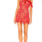 Majorelle  Scarlet Red Mini Lace Dress Photo 2