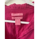 Isaac Mizrahi  size L Pink Magenta 100% Linen 3/4 Sleeve Collar Popover Top NWOT Photo 2