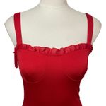 Red Ruffle Strap Mini Dress Flirty Sweetheart Neckline Occasion Photo 3