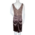 Suzi Chin For Maggy Boutique Dress Womens 6 Purple Satin Ruched Formal Cocktails Photo 3