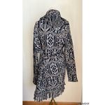 Sundance  Navy and Cream Knit Fringe Belted Western Cardigan XS Photo 2