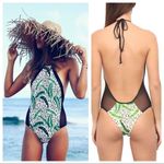 Leopard Swimsuit Mesh Tropical Animal Print Medium Green Black Issa De Mar Multiple Photo 1