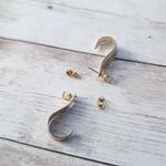 Vintage Earrings for Pierced Ears Statement Gold Tone, Silver Tone, Clear Gem Photo 3