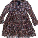 Soft Surroundings Soft‎ Surroundings Floral V-Neck Babydoll Dress Metallic Thin Striped Ruffled XS Photo 0