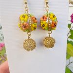 Handmade Beaded flower ball earrings  Photo 0