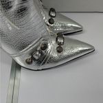 Womens Knee High Boots EU 43/12 Silver Metallic Croc Pointed Toe Coastal Cowgirl Photo 3