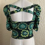 Free People  Give Me More Square Neck Puff Sleeve Crisscross Back Crop Top Small Photo 7