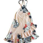 Morrisday The Label Floral Halter Dress Ruffle Low Back Size Medium Women's Pink Photo 1