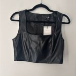7 For All Mankind NEW  Womens Faux Leather Sleeveless Crop‎ Top Black Size Small Photo 1