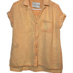 Lola River Gauze Button Down Shirt Short Sleeve Relaxed Fit Orange Muslin Light Size M Photo 0
