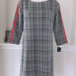 Violet Weekend Plaid a red Stripe Dress Midi Black & White Size L NWT $98.00 Size L Photo 10