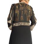 Vintage 80s Silk Beaded Metallic Sequin Jacket Black Gold Tassel Embellished XL Photo 10