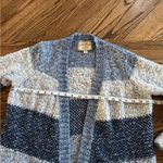 Lucky Brand  Cotton Wool Blend Western Cardigan Blue Women’s Medium Fringe Photo 3