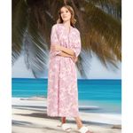 Alternative Chic Vtg 80s  Pink Robe 1X Floral‎ Ruffle Granny Babydoll Pocket USA Photo 6