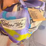 Vintage amber blue kaftan 2x tropical floral print beach cover maxi house dress Purple Photo 6