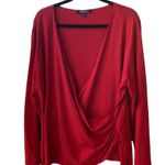 Karen Kane ♥️ Surplice Faux Wrap Long-Sleeved Knit Top/Blouse, Rich Red, Plus 2X Photo 1