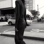 ZARA  Elegant Burgundy brown wine Maxi Dress stretchy long Sleeve Casual bodycon  Photo 9