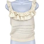 7 For All Mankind Crochet Ruffle Sleeveless Open Knit Top Ecru XS Photo 0
