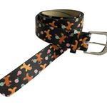 Betsey Johnson Gingerbread Cookie Candy Cane Christmas Holiday Belt Womens M Blk Photo 0