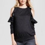 Isabel Maternity Ingrid & Isabel Ruffle Sweater Womens Size Small Black Spacedye Photo 0