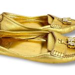 Tory Burch shoes 7.5 Lawrence driving loafers flat gold metallic leather tassels Photo 0