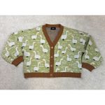 Cider  Duck Pattern Contrasting V-Neck Button Down Cardigan Green Size M Photo 1