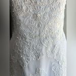 Alfred Angelo Y2K strapless lace overlay wedding dress with maxi pearl bow veil Photo 12
