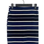 ZARA  Stripe Ribbed Knit Cotton Stretch Pencil Slit Skirt Elastic Waist S Black Photo 2