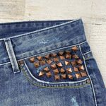 ZARA  Women Denim Shorts‎ Womens 6 Blue Distressed Studded Roll Hem Photo 1