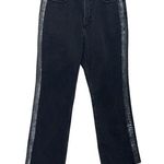 Rebecca Taylor La Vie Glitter Stripe Jeans Flare Fringe Hem Black Womens Size 29 Photo 0