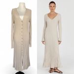 Dissh Sylvia Stone Ribbed Knit Midi Dress Cream Beige Long Sleeve Button Down XL Tan Photo 1