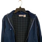 NorthStyle Denim Chore Coat Barn Jacket Green plaid flannel lining Hooded Fall Blue Size L Photo 4
