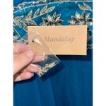 NWT Mandalay Turquoise Blue Silk Beaded Sequin Midi Evening Gown Dress Womens 4 Photo 11