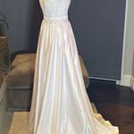 Women’s White Satin Full Length Prom Party Dress Corset Back Size 2 NWOT White Photo 3