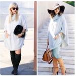 CAbi  Cowl Neck Poncho Sweater Cape Cableknit Glacier Gray Size Small S Oversized Photo 5