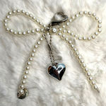 White Bowknot Heart Sweet Charm Pearl Bow Bag Charm Fashion Charm Photo 0