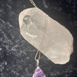 Vintage sterling silver 925 Amethyst Lace Agate necklace silver 925 chain 18” genuine Purple Photo 3