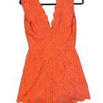 Bebe NEW- NWT  Orange Lace Scallop Romper Size 6 Photo 2