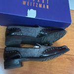 Stuart Weitzman  "Chap" Black Patent Leather and Grey Flannel Tassel Loafers 6.5 Photo 4