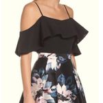 Eliza J NWT Ruffle Black Cold Shoulder Top Photo 5