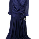 Alex Evenings  Mother of the Bride Maxi Dress Gown Satin Mesh Draped Blue 6 NWT Photo 0